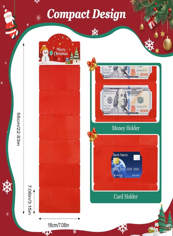 MoKo Christmas Money Holder for Cash, Money Holders for Christmas Gifts, Foldable Gift Card Holder with 6 Slots, Xmas Party Santa Cash Gift Card Supplies, Red - Image 2